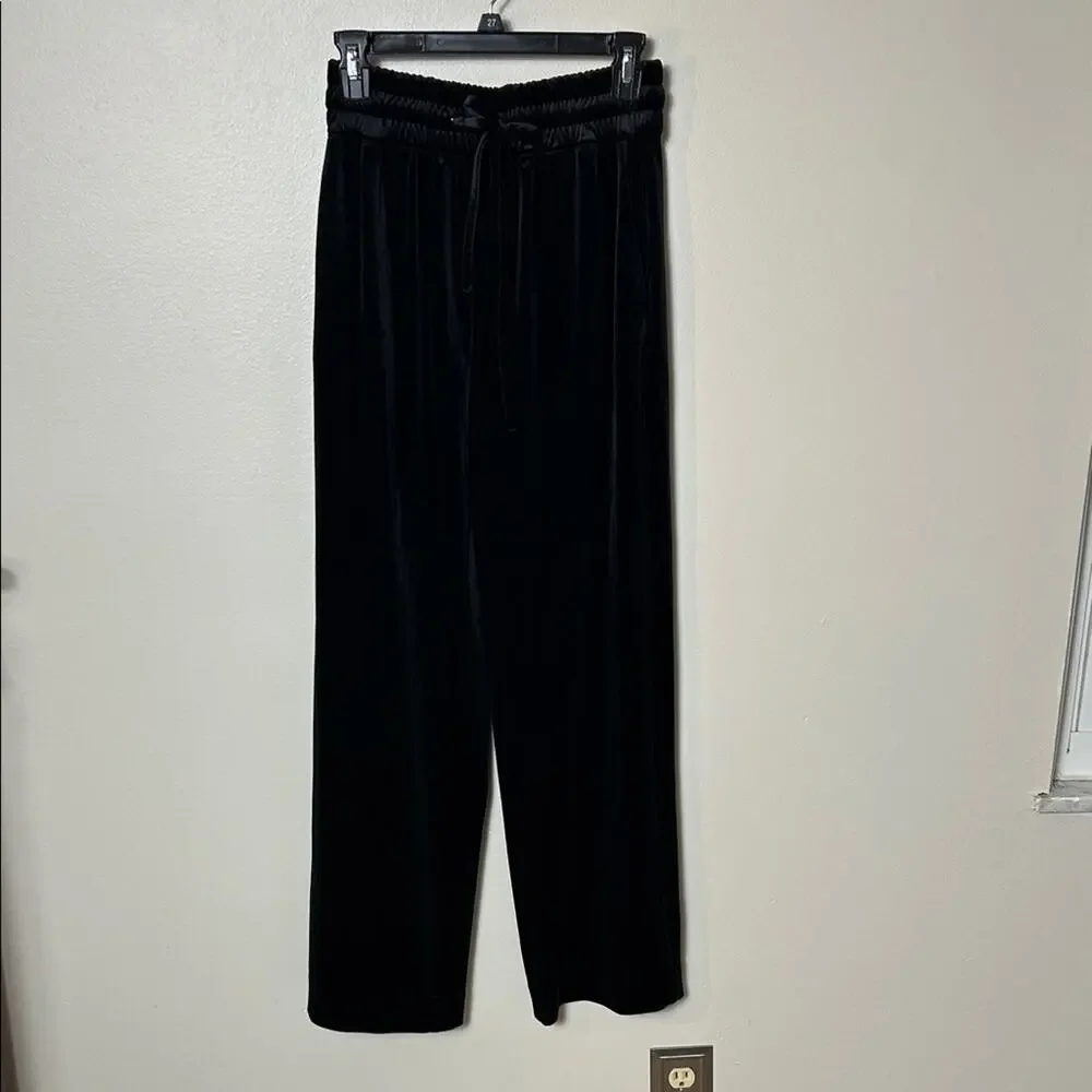 All Saints Tyler black velvet velour drawstring pull on trousers pants NEW, 10